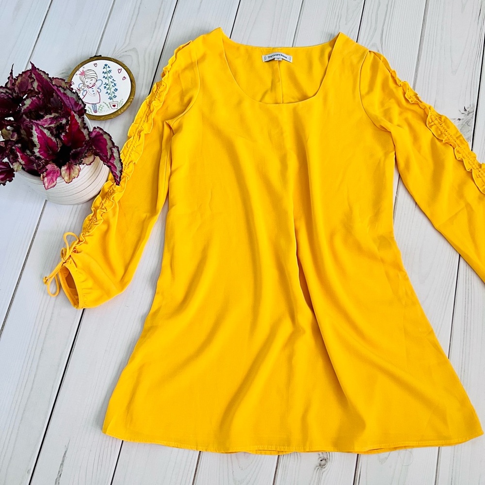 The Vanity Room Yellow Dress With Long Scrunch Sleeves
